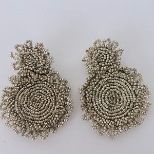 Anthropologie Silver Beaded Earrings